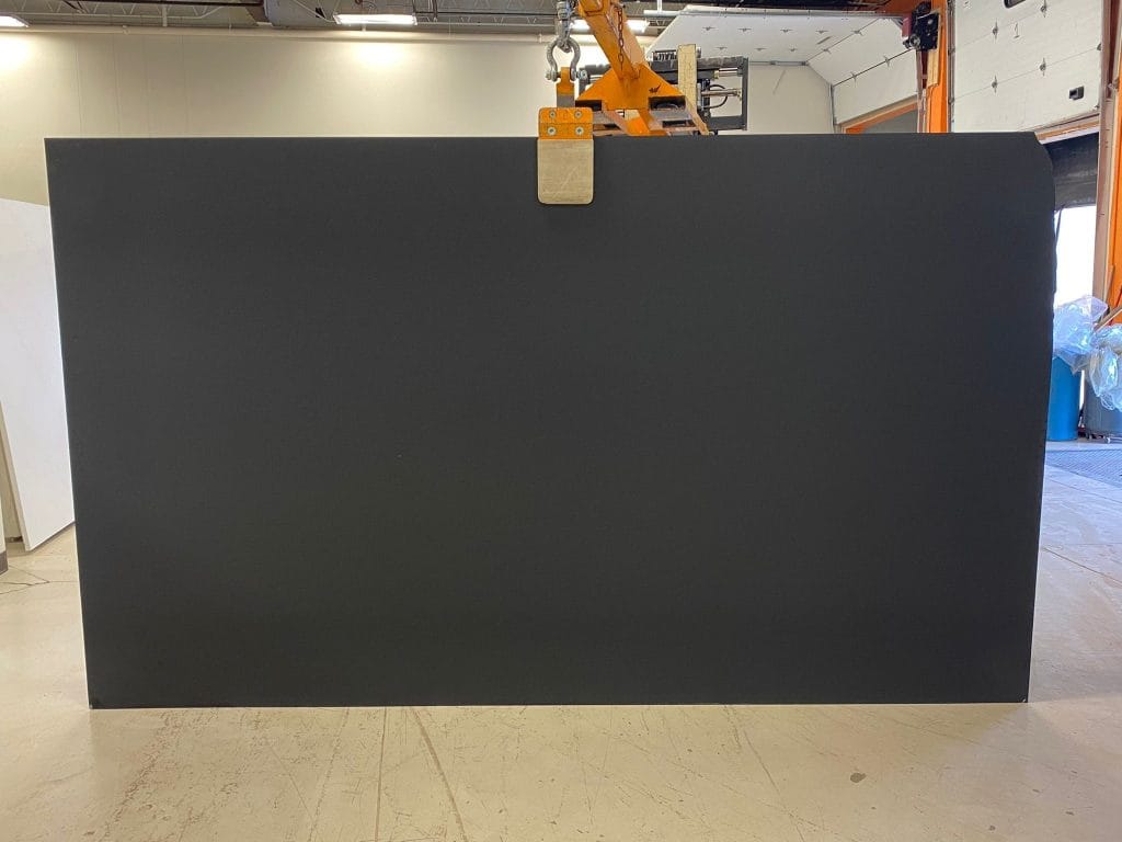Absolute Black Leathered engineered quartz slab at StoneX USA, West Allis WI