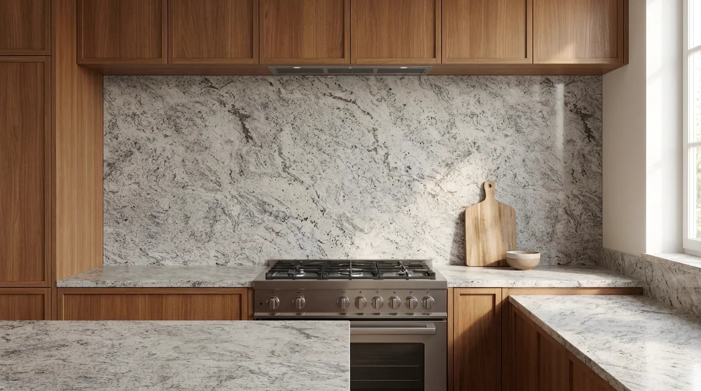 Bahamas full-height kitchen backsplash and matching countertop