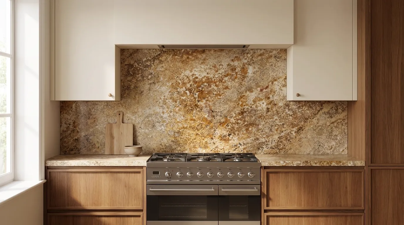 Bellini full-height kitchen backsplash and matching countertop