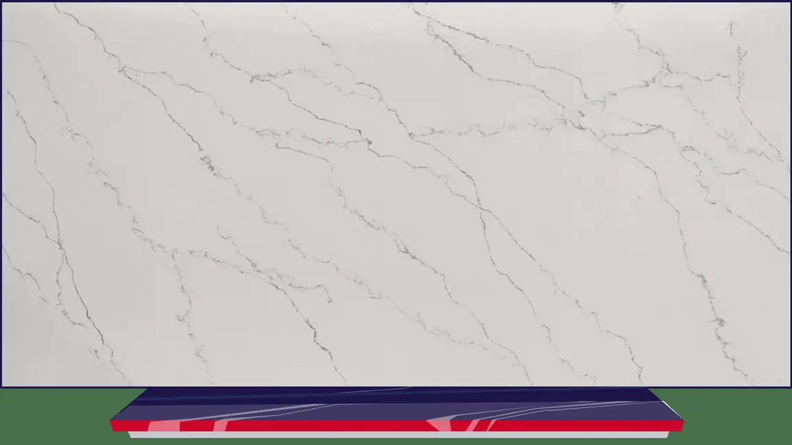 Calacatta Miracle engineered quartz slab, full slab at StoneX USA, West Allis WI