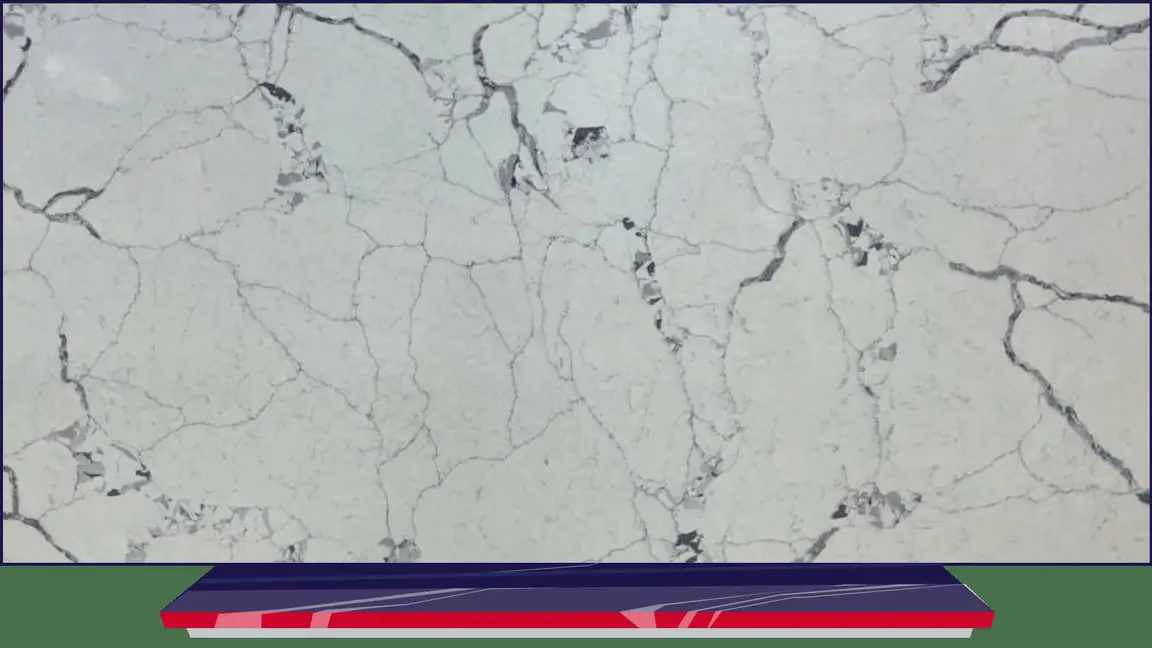 Calacatta Mystery engineered quartz slab, full slab at StoneX USA, West Allis WI