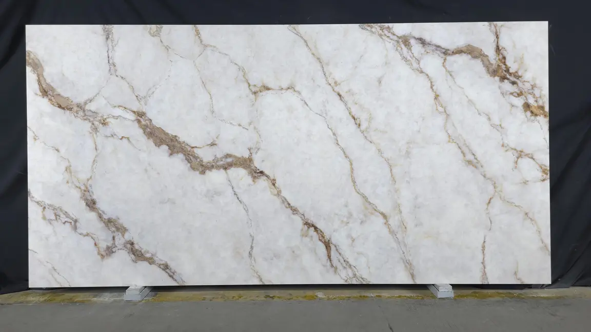 Calacatta Viola HD quartz slab with dramatic violet veining - StoneX USA