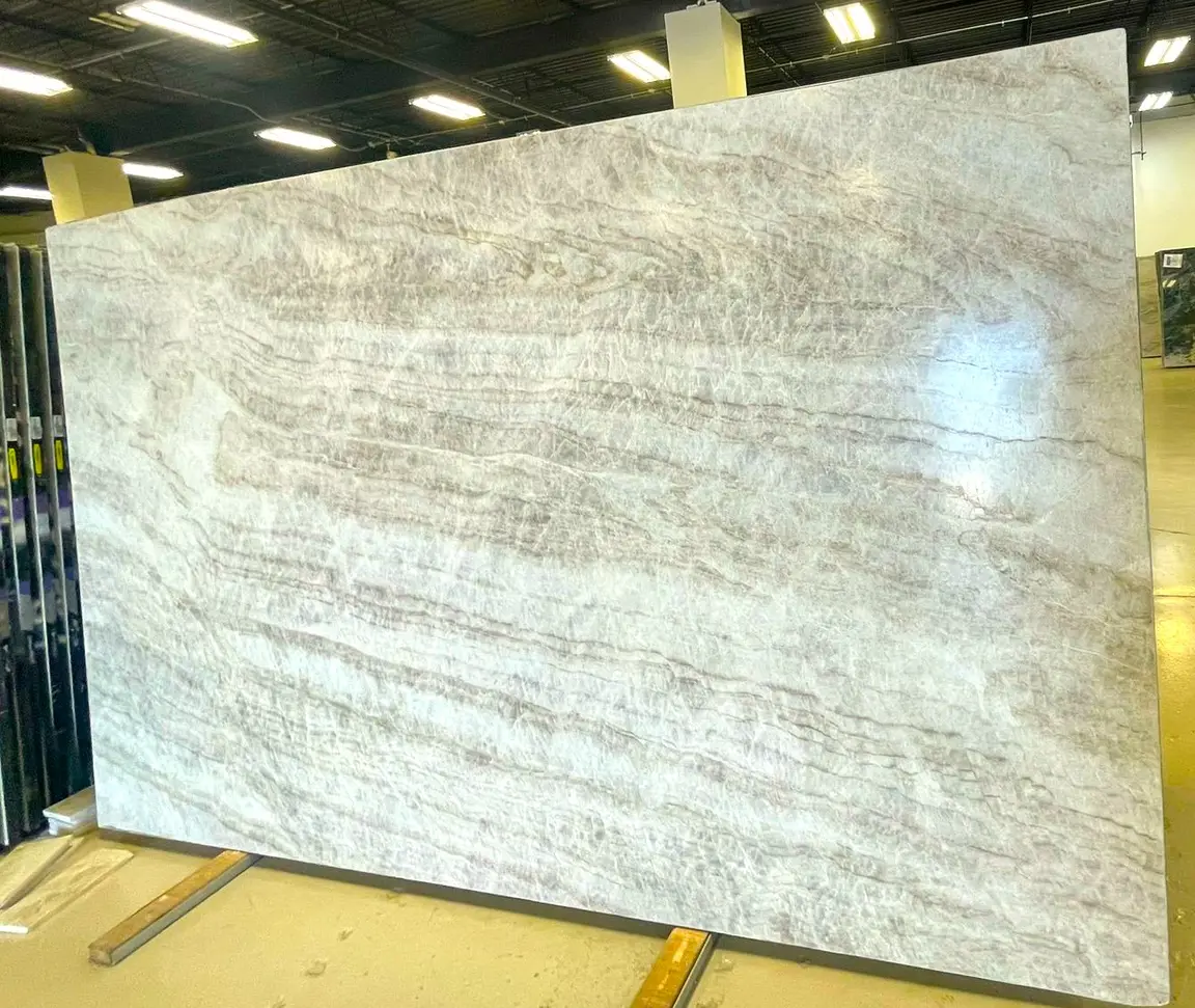 Imported quartzite slab bundle in the StoneX USA warehouse - West Allis WI
