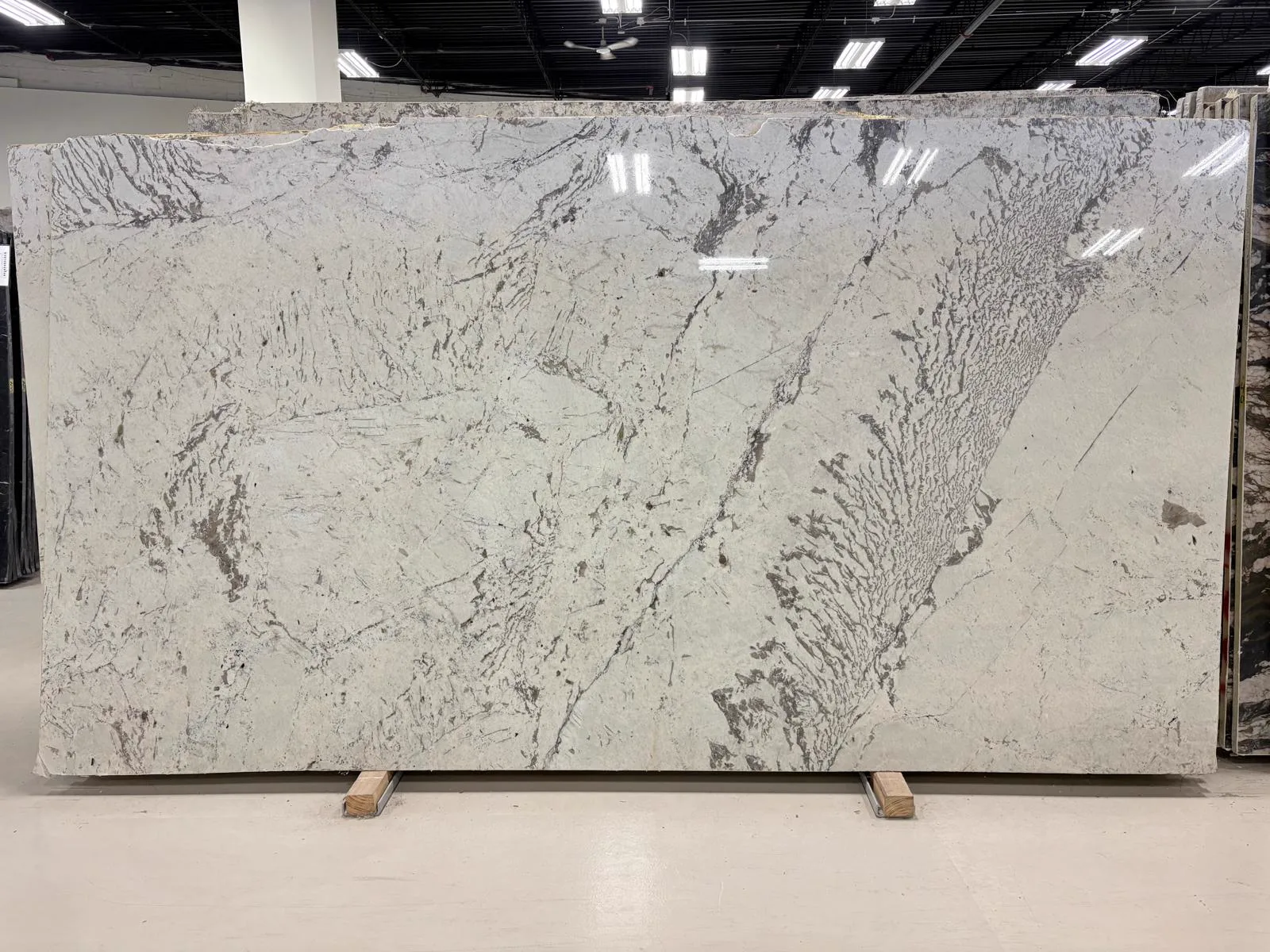 Monalisa Polished Marble slab, white marble with polished finish, full slab at StoneX USA, West Allis, WI near Milwaukee