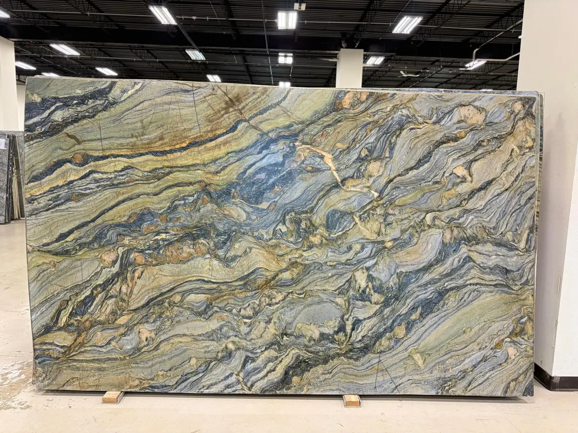 Ocean Fantasy leathered quartzite full slab available to Kenosha WI buyers at StoneX USA