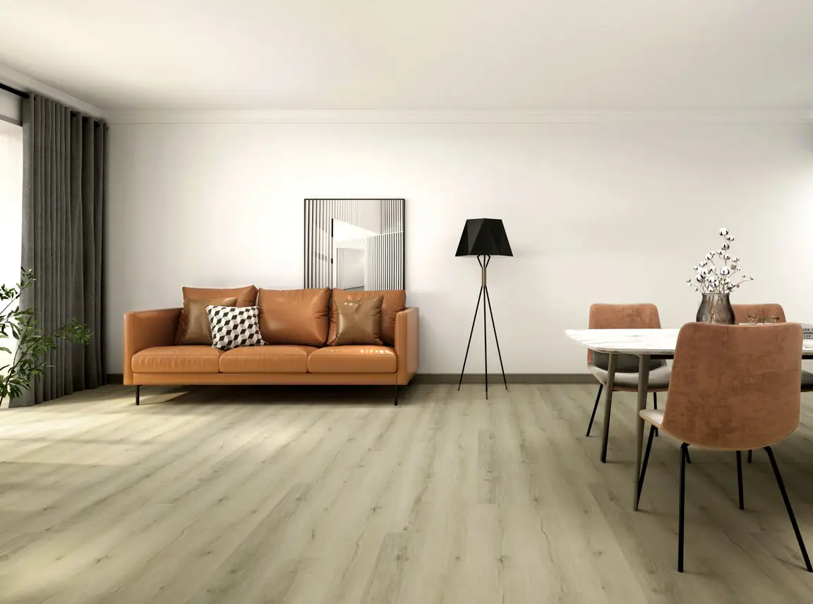 Smoked Knotty Oak 7mm SPC Vinyl Flooring room scene