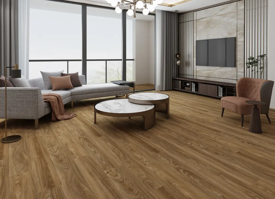 Light Walnut 5mm SPC Vinyl Flooring room scene
