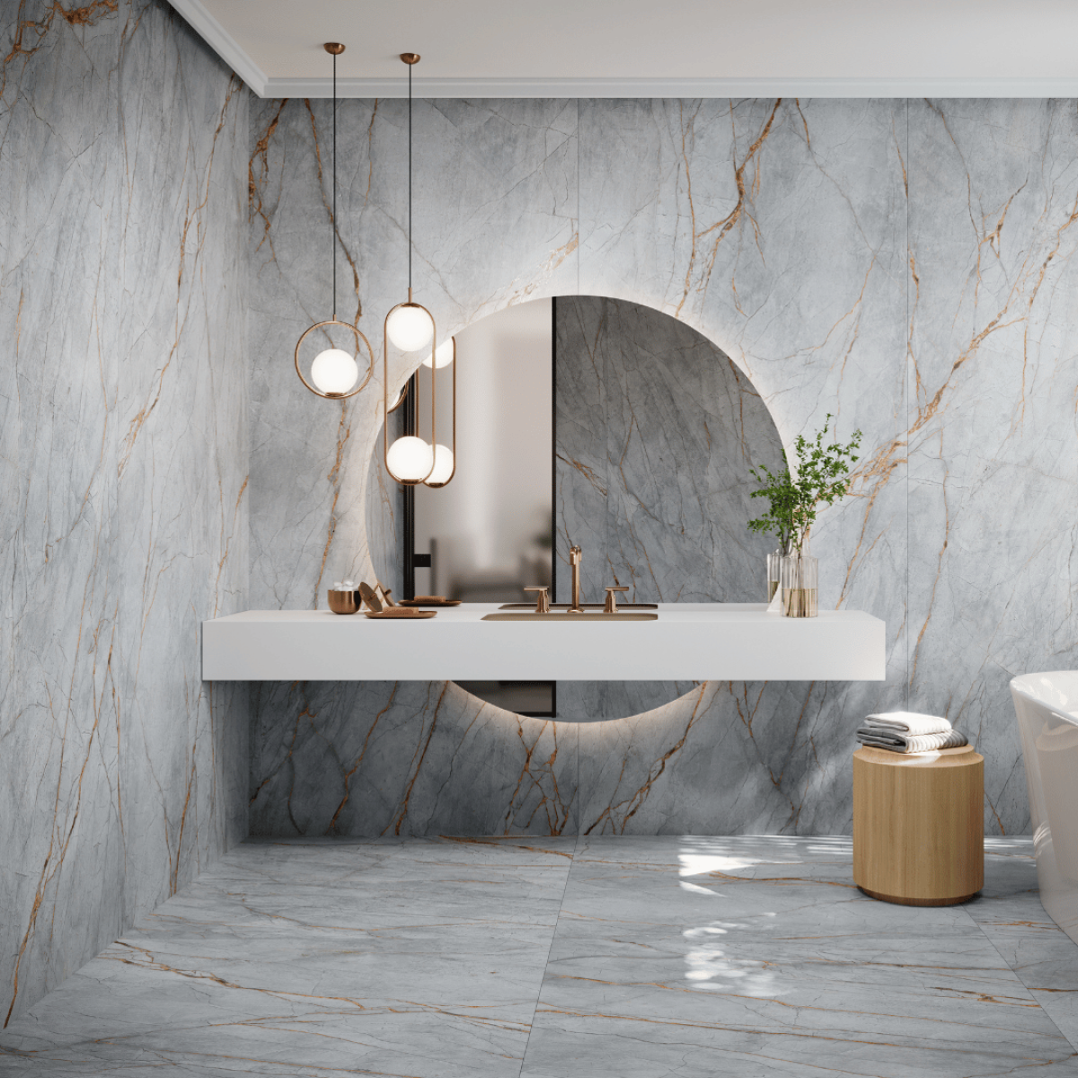 Camouflage porcelain slab slab, veining detail, StoneX USA slab gallery near Milwaukee