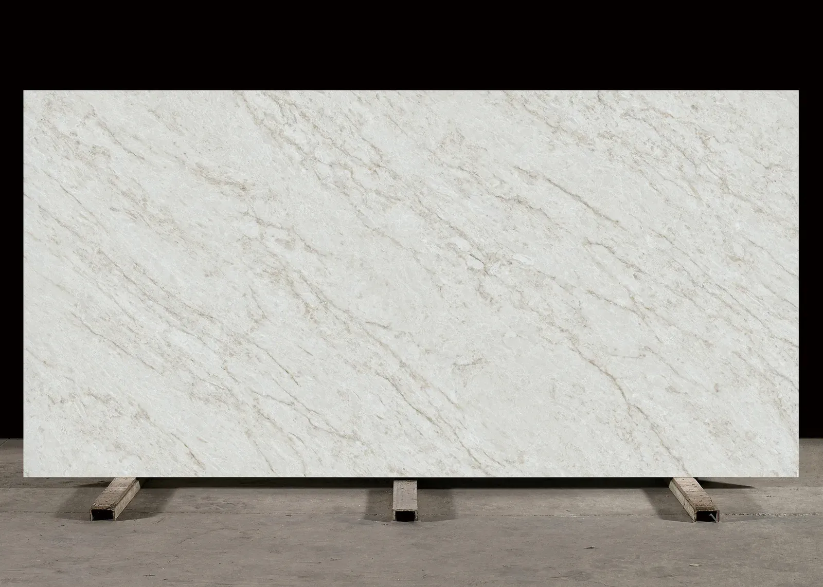 Taj Elysian Polished Quartz slab, white quartz with polished finish, full slab at StoneX USA, West Allis, WI near Milwaukee