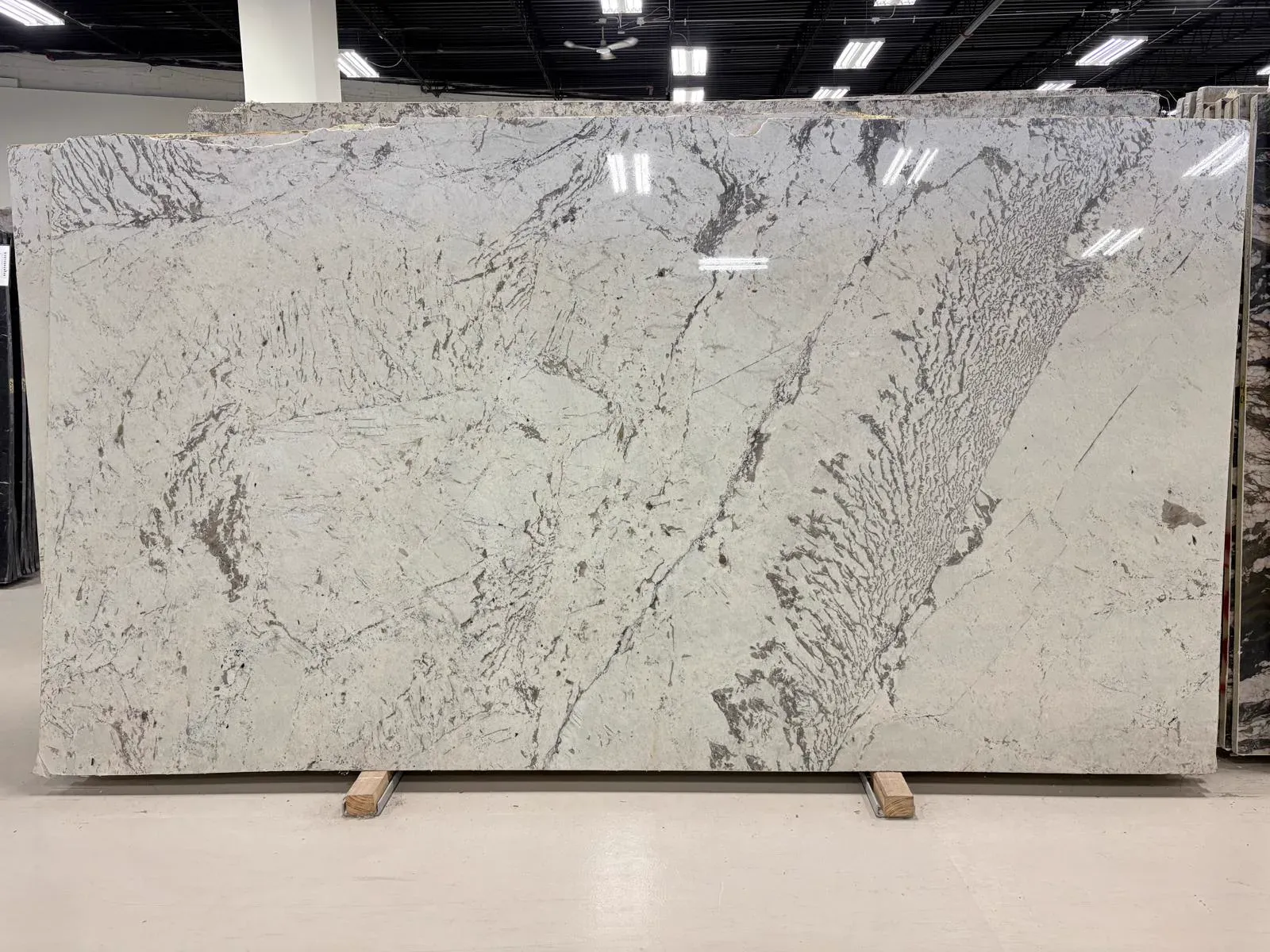 Monalisa Polished Marble slab, white marble with polished finish, full slab at StoneX USA, West Allis, WI near Milwaukee