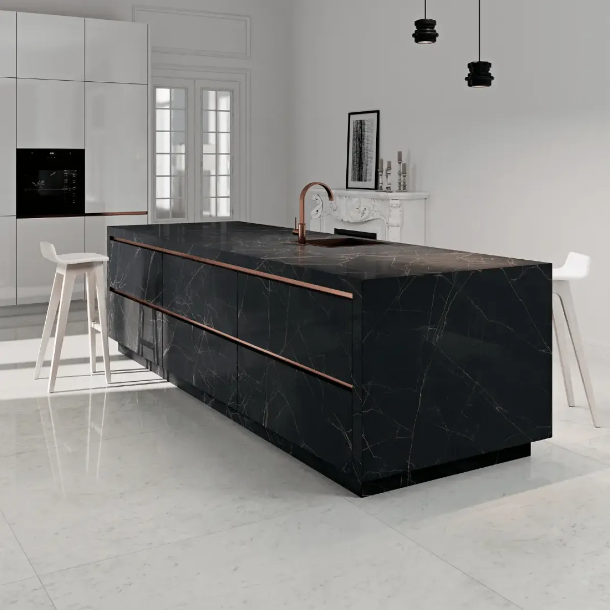 Nero Ardi Porcelain Stone porcelain slab, veining detail, StoneX USA slab gallery near Milwaukee