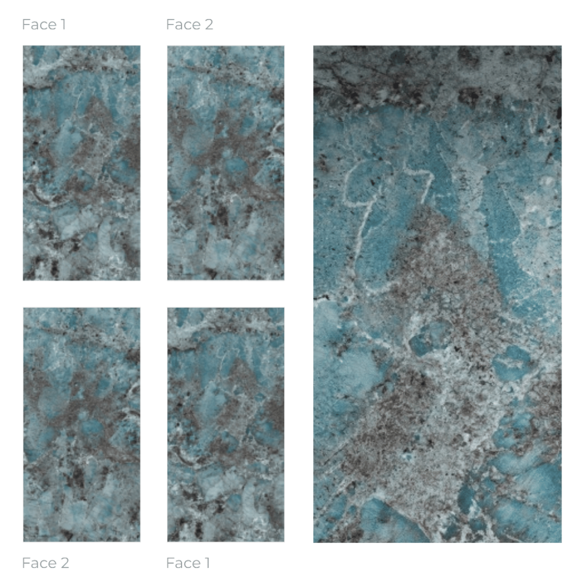 Amazonite porcelain slab slab, full slab on the rack at StoneX USA, West Allis WI