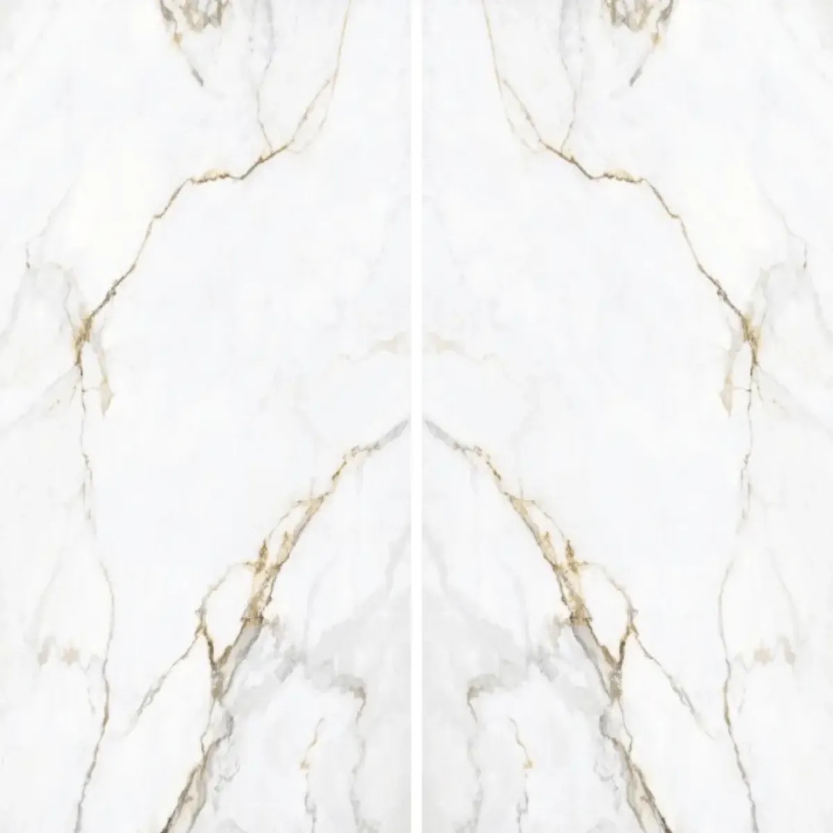 Apollo White porcelain slab, full slab on the rack at StoneX USA, West Allis WI