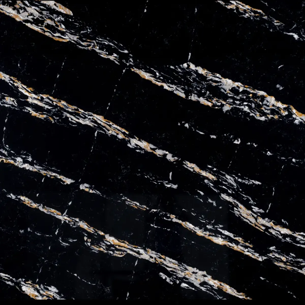 Black Royal Quartz Stone engineered quartz slab, full slab on the rack at StoneX USA, West Allis WI