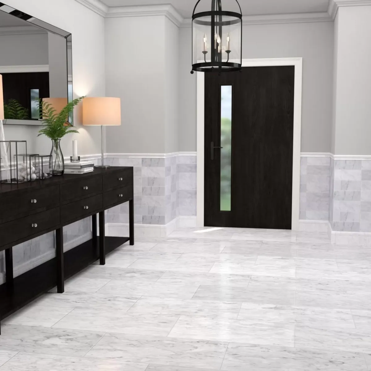 Bianco Carrara marble slab with honed finish, veining detail, StoneX USA slab gallery near Milwaukee